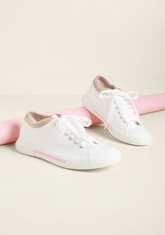 Rainbow Shoes Outfit, Footwear Photography, White Canvas Sneakers, Rainbow Sneakers, Product Styling, Rainbow Shoes, Shoe Ideas, Wardrobe Wishlist