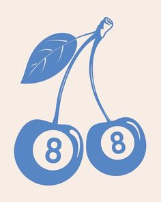 two blue cherries with leaves on top and eight eight eight eight eight eight eight eight eight