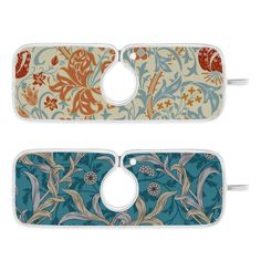 two pieces of blue and orange floral design