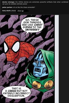 the spider - man is looking at another person in front of him, and he's wearing a green hoodie