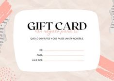 a gift card with pink and white designs