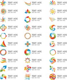 an image of various colorful abstract designs on a white background with space for your text