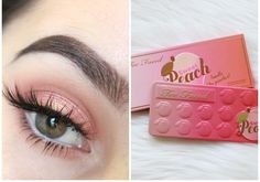 too faced - lovin this cute soft, glowing peachy look using the too faced sweet peach palate, super cute Too Faced Sweet Peach Palette, Peach Pallete, Too Faced Sweet Peach, Too Faced Peach, Trendy Eyeshadow