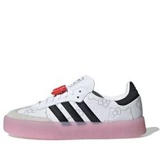 (WMNS) adidas x Hello Kitty Sambae 'White Black Clear Pink' IG4450 Adidas Platform Sneakers With White Sole And Round Toe, Adidas Platform Sneakers For Streetwear, Adidas Platform Sneakers With Round Toe For Streetwear, Hello Kitty Sambas, White Adidas High-top Platform Sneakers, White Adidas Platform Sneakers Lace-up, White Adidas Lace-up Platform Sneakers, White Lace-up Platform Sneakers With Adidas Logo, White Adidas Platform Sneakers For Streetwear