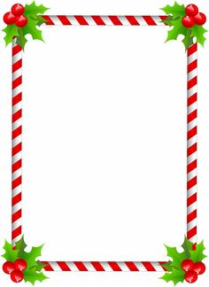 a christmas frame with holly and candy canes