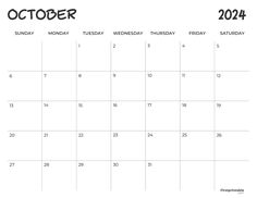 a calendar with the word october in black and white, which is also on it's page