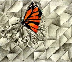 a drawing of a butterfly flying in the air