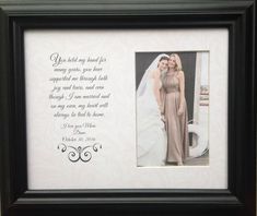 a wedding photo frame with a poem written in the center and an image of two women standing next to each other