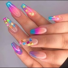 Unicorn Nails Designs, Colorful Nail Art, Different Nail Designs, Colorful Nail, Unicorn Nails, Dope Nail Designs, Pretty Nail Art Designs, Acrylic Nails Coffin Short, Rainbow Nails