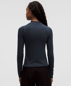 This Lightweight Turtleneck Long Sleeve Has Just-Right Stretch And A Soft, Second-Skin Fit. This Version Features A Lettuce-Edge Trim. Designed For Casual. Contours Your Body:sits Below The Waistband For Moderate, Everyday Coverage. | Hold Tight Lettuce-Edge Turtleneck Modal Fabric, Turtleneck Long Sleeve, Social Impact, Women's Sweaters, Second Skin, Shirt Outfit, Lettuce, Long Sleeve Tops, Hold On