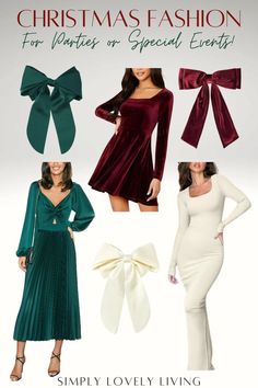 Christmas Party Outfit Ideas | Shein Dresses | Amazon Dresses | Cupshe Dresses | Green Dresses | Red Dresses | Burgundy Velvet dress | Burgundy Velvet Hair Bow | Christmas Hair Bows Outfit Ideas Shein, Christmas Party Outfit Ideas, Velvet Hair Bow, Dresses Amazon, Dresses Burgundy, Burgundy Velvet Dress, Party Outfit Ideas, Christmas Party Outfit, Christmas Hair Bows