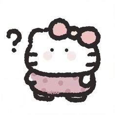 an image of a hello kitty with question mark on it's chest and eyes