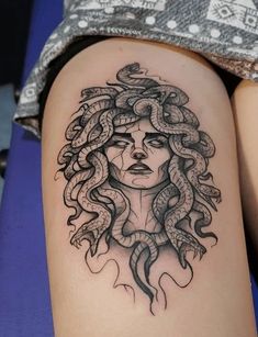 Medusa Tattoo Ideas, Medusa Tattoos, See Tattoo, Medusa Tattoo Design, Muster Tattoos, Medusa Tattoo, Greek Tattoos, Tattoo Style Drawings, Thigh Tattoos Women