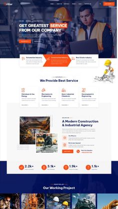 an image of a website design for a construction company, with multiple images on it