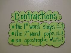 a bulletin board with instructions on the topic of words and phrases in green, sitting against a white wall