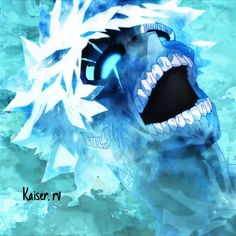 an animated image of a monster with its mouth open and teeth wide open in the water