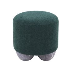 a green stool with two wheels on it