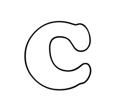 the letter c is shown in black and white