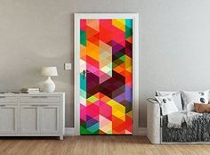 an open door with colorful geometric design on it