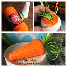 there is a carrot made out of yarn