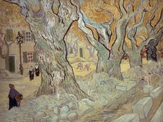 an image of a painting with trees in the background