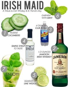 the ingredients to make this irish drink include cucumber, lemon and mint