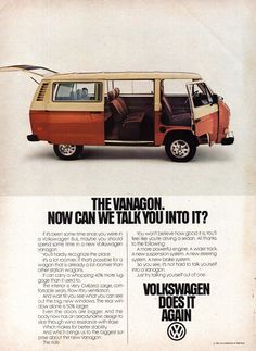 an advertisement for the volkswagen vanagon, which is being advertised as a vehicle