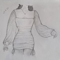 a drawing of a woman in a dress