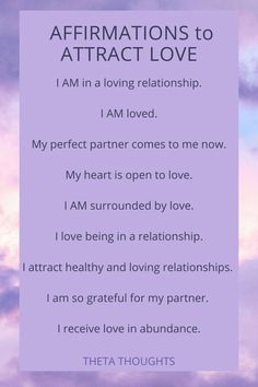 an affirmation poem with the words affirmations to attract love on it