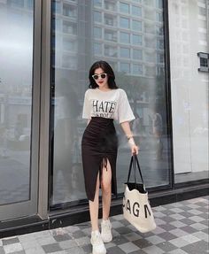 Korean Fashion Dress, Causual Outfits, Ulzzang Fashion, Kpop Fashion Outfits, Girls Fashion Clothes, Fancy Outfits, Teenage Fashion Outfits, Fashion Mode, Casual Style Outfits