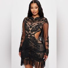 Black Lace Cut Out Dress , Brand New Sheer Black Bodycon Dress For Party Season, Black Sheer Dress For Club, Black Sheer Midi Dress For Club, Black Sheer Bodycon Dress For Date Night, Sheer Black Midi Dress For Club, Black Sheer Mini Dress For Evening, Black Sheer Party Dress, Black Mini Dress For Fall Party, Fall Party Mini Dress In Black