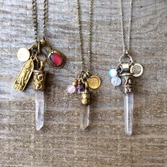 New healing crystal necklaces just added to the shop. Pocket Charms, Jewellery Techniques, Om Jewelry, Handmade Statement Necklace, Grunge Jewelry, Talisman Pendant, Owl Eyes, Talisman Necklace, Soldering Jewelry