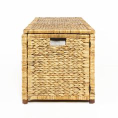 an empty wicker basket on a white background