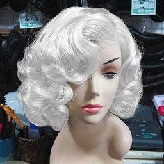 PRICES MAY VARY. Material:Heat Resistant Synthetic Fiber, Which is Soft Durable and Charming. Color:White Full Wig.Short Curly White Wig Perfect for Role Playing,Carnivals,Theme Party,Halloween,Costume Use. Packaged Included : 1 x High Quality Wig + 1 x Free Wig Cap Size: The Wig Cap is Adjustable,Can be Intertwined to Suit Most Different Head Sizes. Service: Once You Have any Problem with The Products,You Can Contact Us and We Will Help You Solve it in Time. Welcome to Baruisi Wig
 Baruisi is a Blonde Curly Wig, Cosplay Hair, Halloween Wigs, Natural Wigs, Short Hair Wigs, Cheap Hair Products, Red Wigs, Wavy Curly Hair, Short Blonde