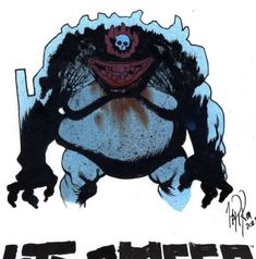 a drawing of a monster with a skull on it's head and the words its sheer written below