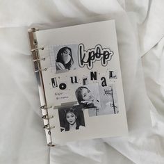 kpop journal black and white minimal aesthetic cover shen xiaoting kepler journal spread Kpop Journal Cover Ideas, Black And White Binder Covers, Black And White Journal Aesthetic, Scrapbook Ideas Black And White, Journal Ideas Black And White, Journal Cover Decoration Ideas, Black And White Aesthetic Journal, Journal Diary Ideas Aesthetic, Black And White Scrapbook Ideas