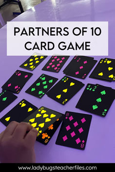 a person is playing with some cards on the table and text overlay reads partners of 10 card game