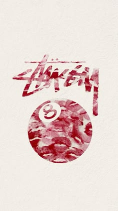 a red and white poster with the number three on it's side, in front of a white background