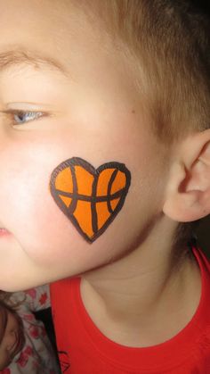 Valentines Day Face Paint ❤ Basketball heart Valentines Day Face Paint, Basketball Heart, Valentine Gifts For Kids