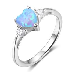 This Classic Blue Heart Opal Rings For Women contains a sterling silver ring with a beautiful heart-shaped blue opal stone studded in the center. Crafted in high-quality material, this stylish ring is made of silver. Nickel-free and lead-free this hypoallergenic jewelry are very skin-friendly even for susceptible skin. The plating is non-allergic and safe for all environments and skin conditions. Features: Metals Type: Copper Material: Metal Gender: Women Item Type: Rings Shape\pattern: PLANT Se Engagement Finger, Opal Stone Ring, Sterling Silver Opal Ring, Fire Jewelry, Heart Promise Rings, Silver Opal Ring, White Opal Ring, Silver Heart Ring, Fire Opal Ring