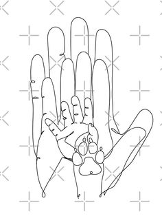 a drawing of a hand with three fingers and two hands holding something in the middle