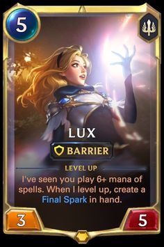 an image of a card for the game, lux barrier level 6 - man of spells