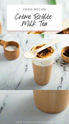 creme brulee milk tea recipe with spoons