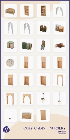 various types of furniture are shown in this poster