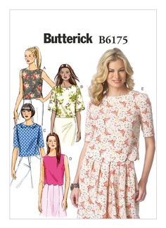 a women's dress and top sewing pattern from butterick b675