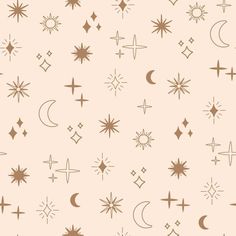 the sun, moon and stars are drawn on a beige background