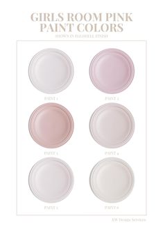 the girls room pink paint colors are shown in four different shades and each color is white