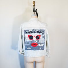 Feminist denim jacket by smells like crime Raging Feminist, Light Denim Jacket, City Scape