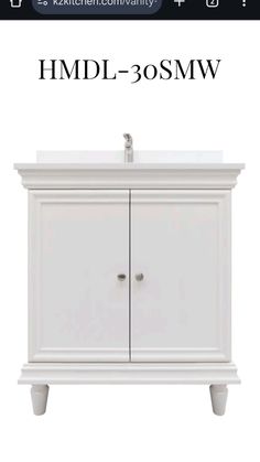 a white bathroom vanity with the words hndl - 350mw above it