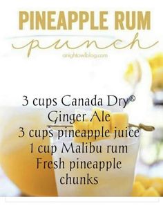 the recipe for pineapple rum punch is shown